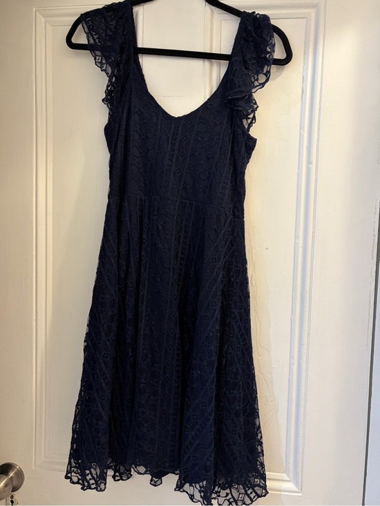 Suzy Shier Other - Suzy Shier Navy Lace Flutter-Sleeve A-Line Dress